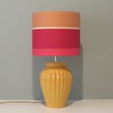 Ceramic table lamp with new handmade lampshade, France 1960