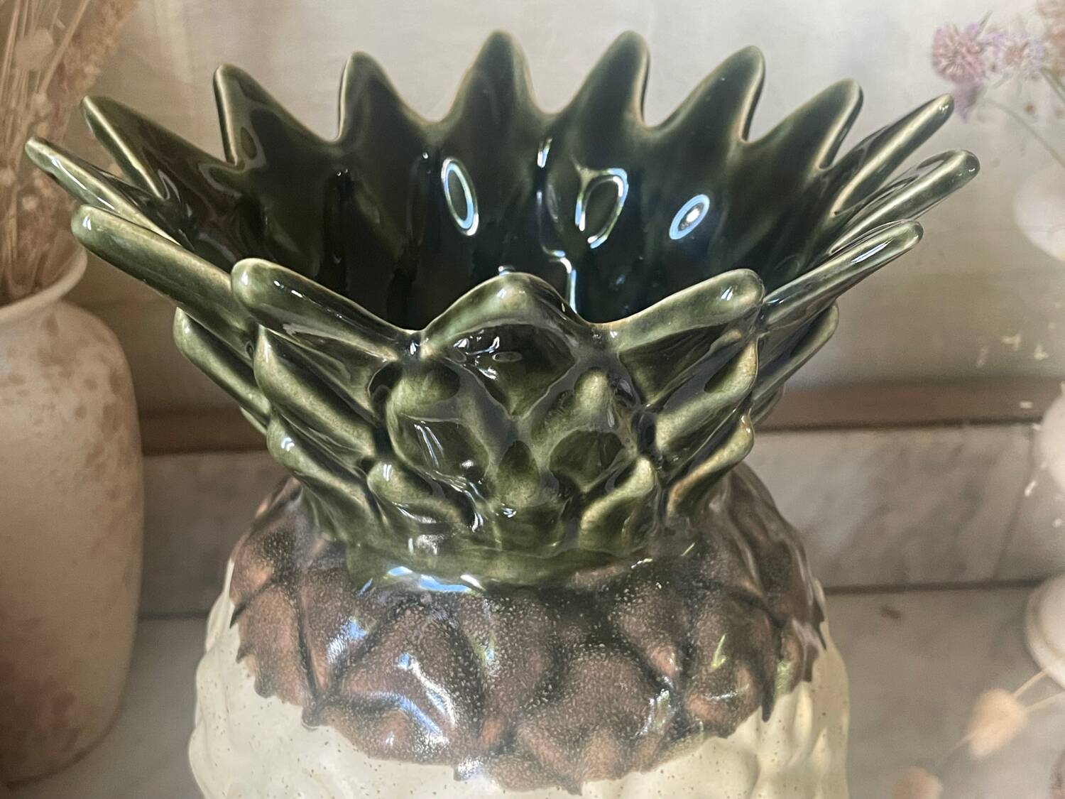 Pair of Rhoda stoneware pineapple vases