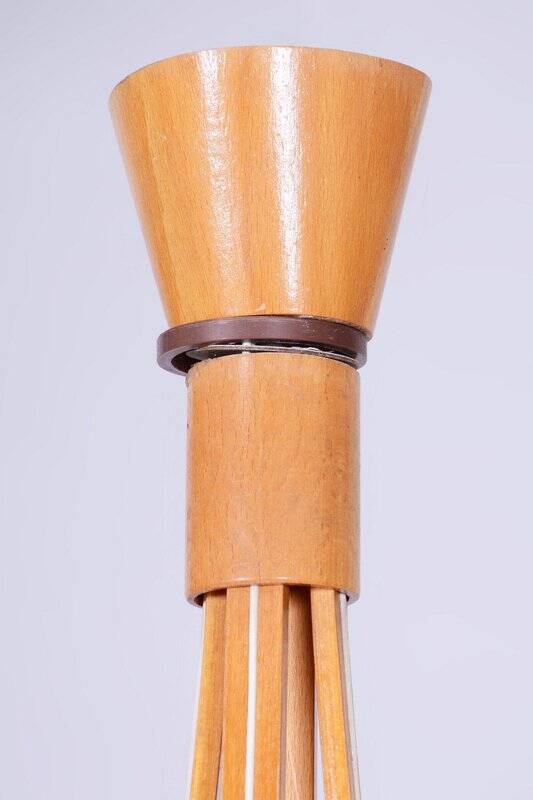 Mid-Century Chandelier in Beech and Glass from Dřevo Humpolec, Czech Republic, 1960s