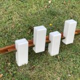 Scandinavian chandelier, brass, precious wood, 4 lights, shuttle 102 x 35 x 9 cm