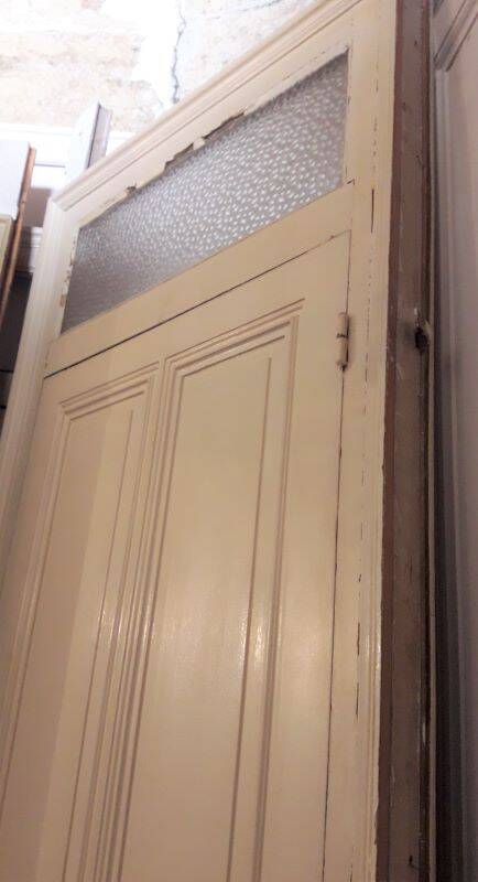 Old Haussmannian door 83x219.5cm with glazed transom frame.