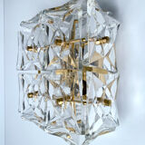 pair vintage wall lamps 60s golden crystal fine gold