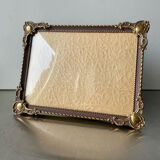 Vintage metal gold & copper colored picture frame brass 17.5 cm x 13.5 cm convex glass