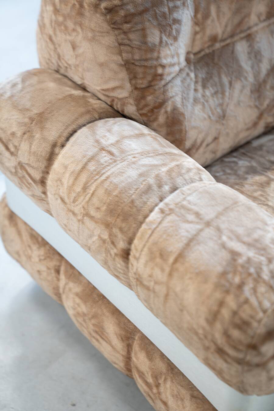 Chenille armchair with brushed aluminum profiles, 1970s