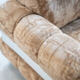 Chenille armchair with brushed aluminum profiles, 1970s