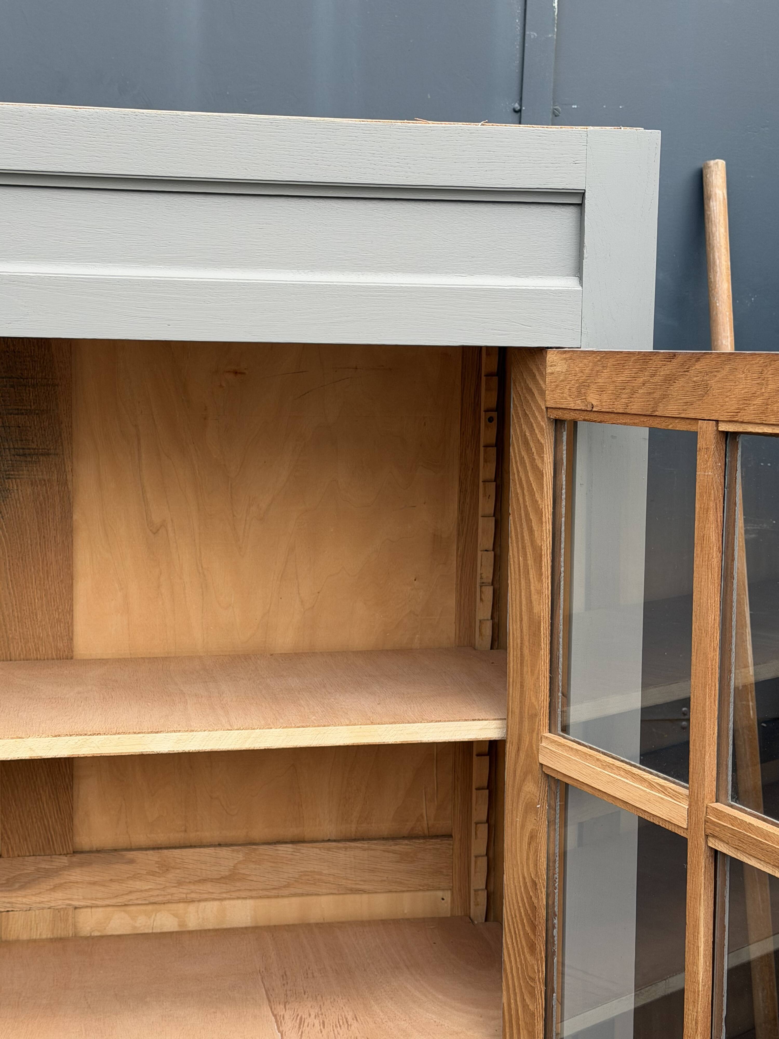 Grey glass-fronted Parisian wardrobe from La Samaritaine 1960