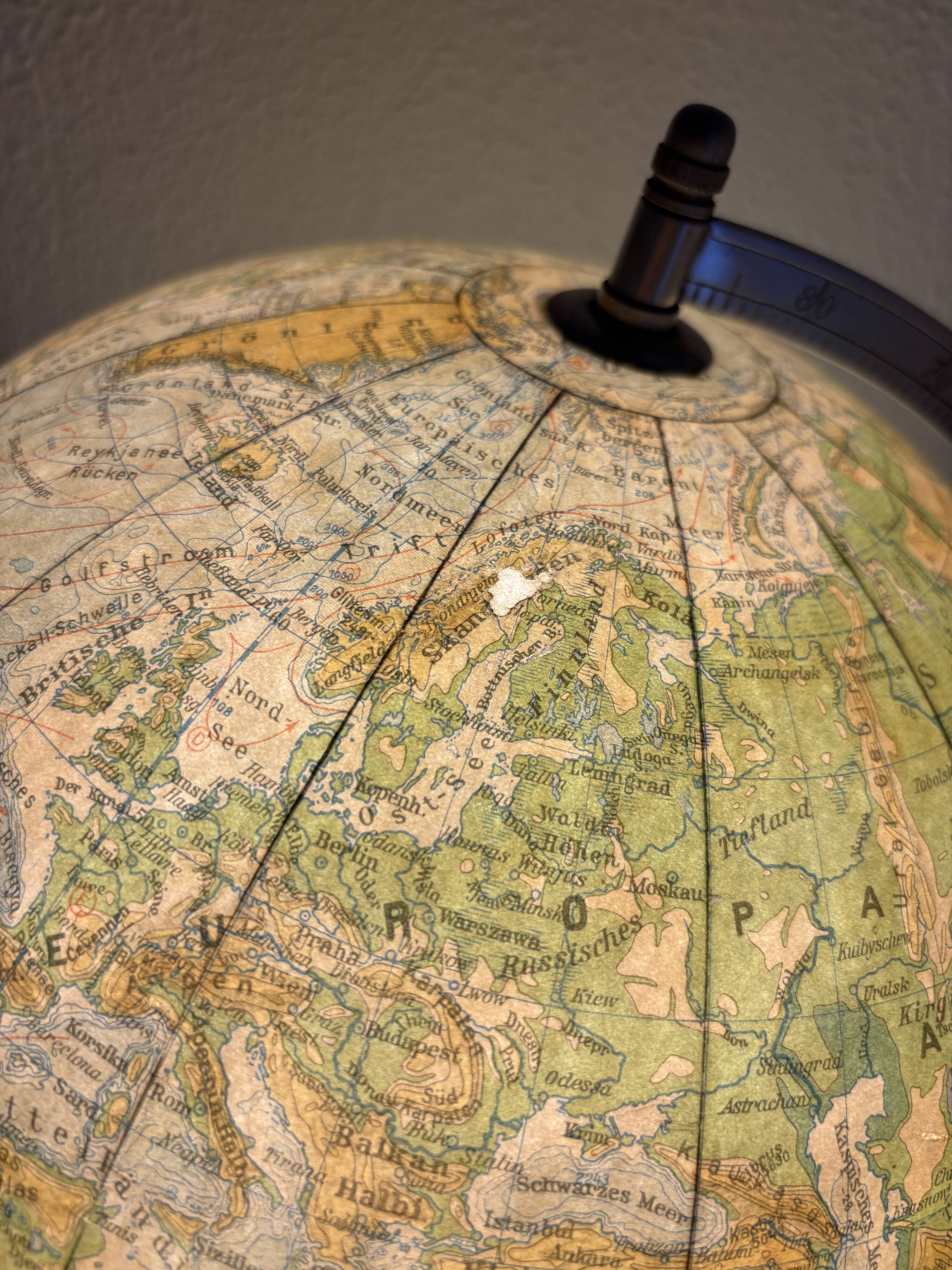 Vintage globe 1950/1953 terrestrial Räth world map ex-GDR - 52 cm