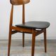Set of 4 chairs 60s in teak and black leatherette