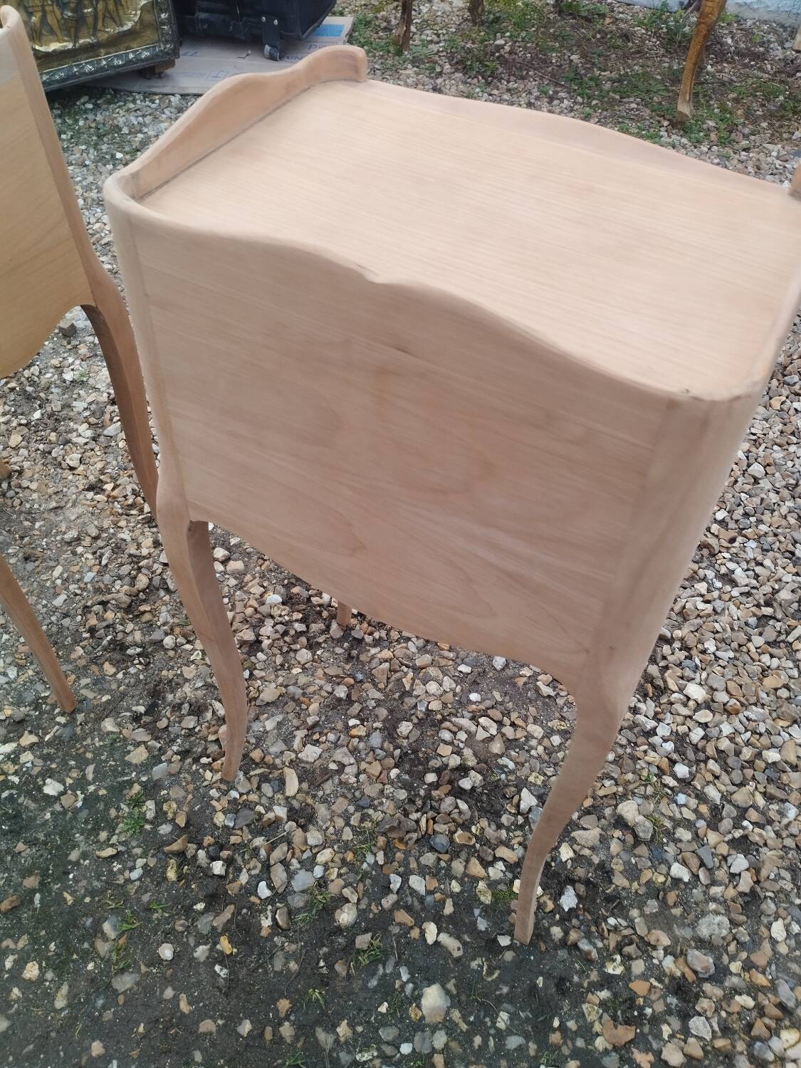 Pair of antique wooden bedside tables in Louis XV style.