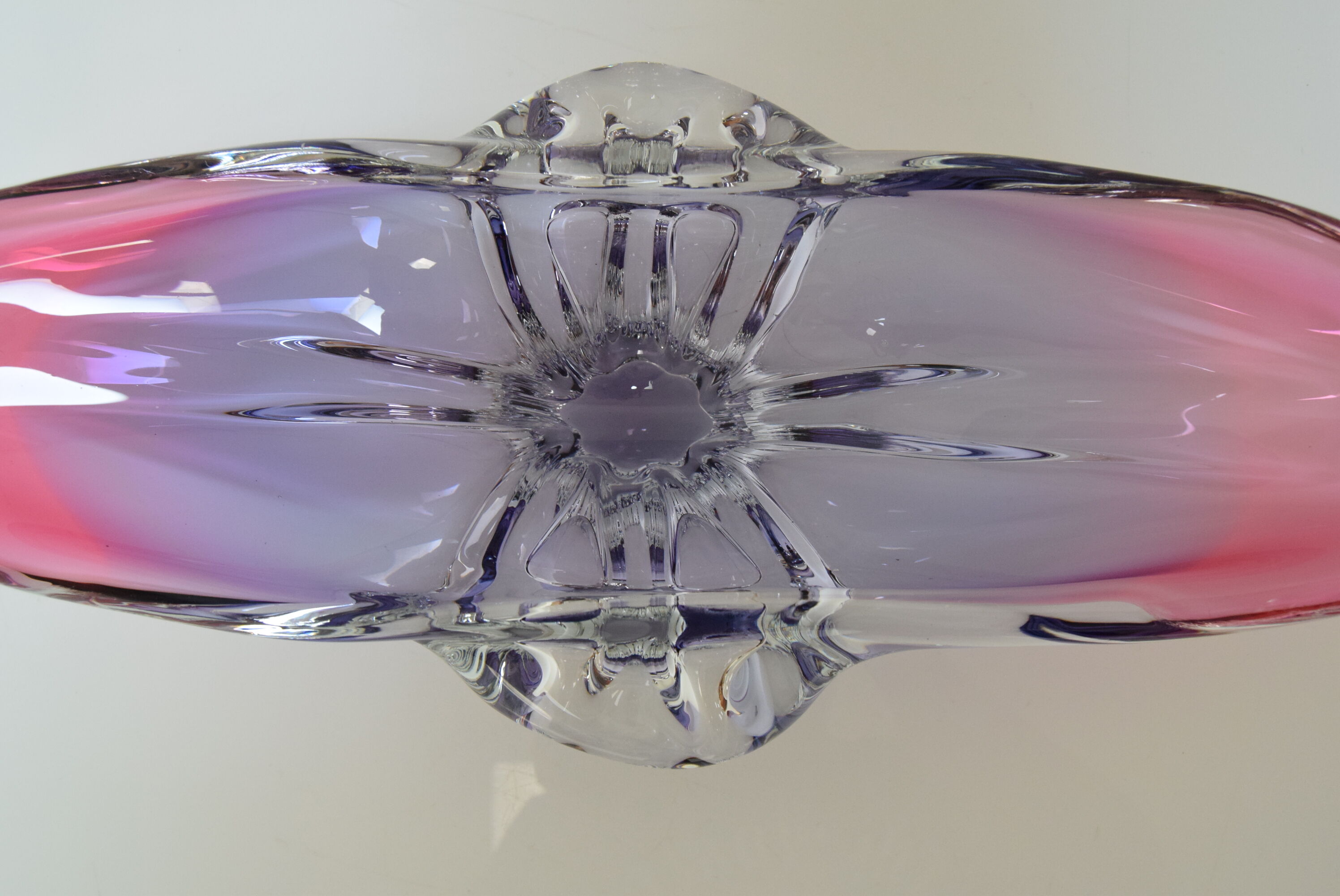 Art Glass Oblong Bowl by Josef Hospodka for Glasswork Chřibská,1960'