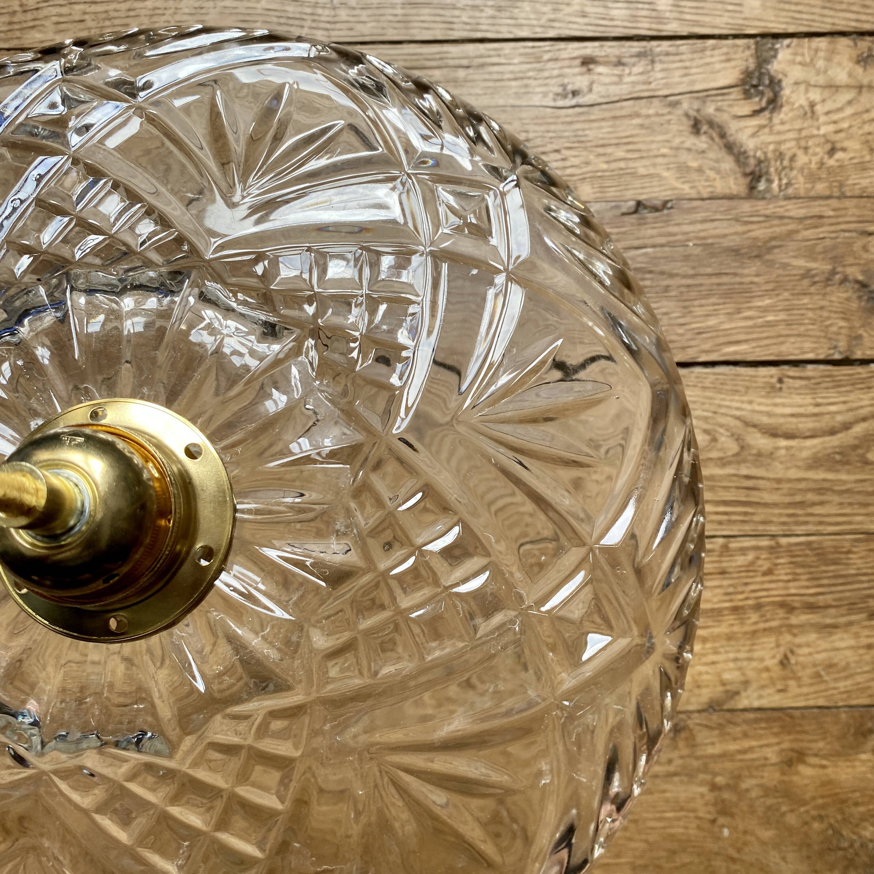 Suspension abat-jour vintage en verre moulé - collection vaisselle -