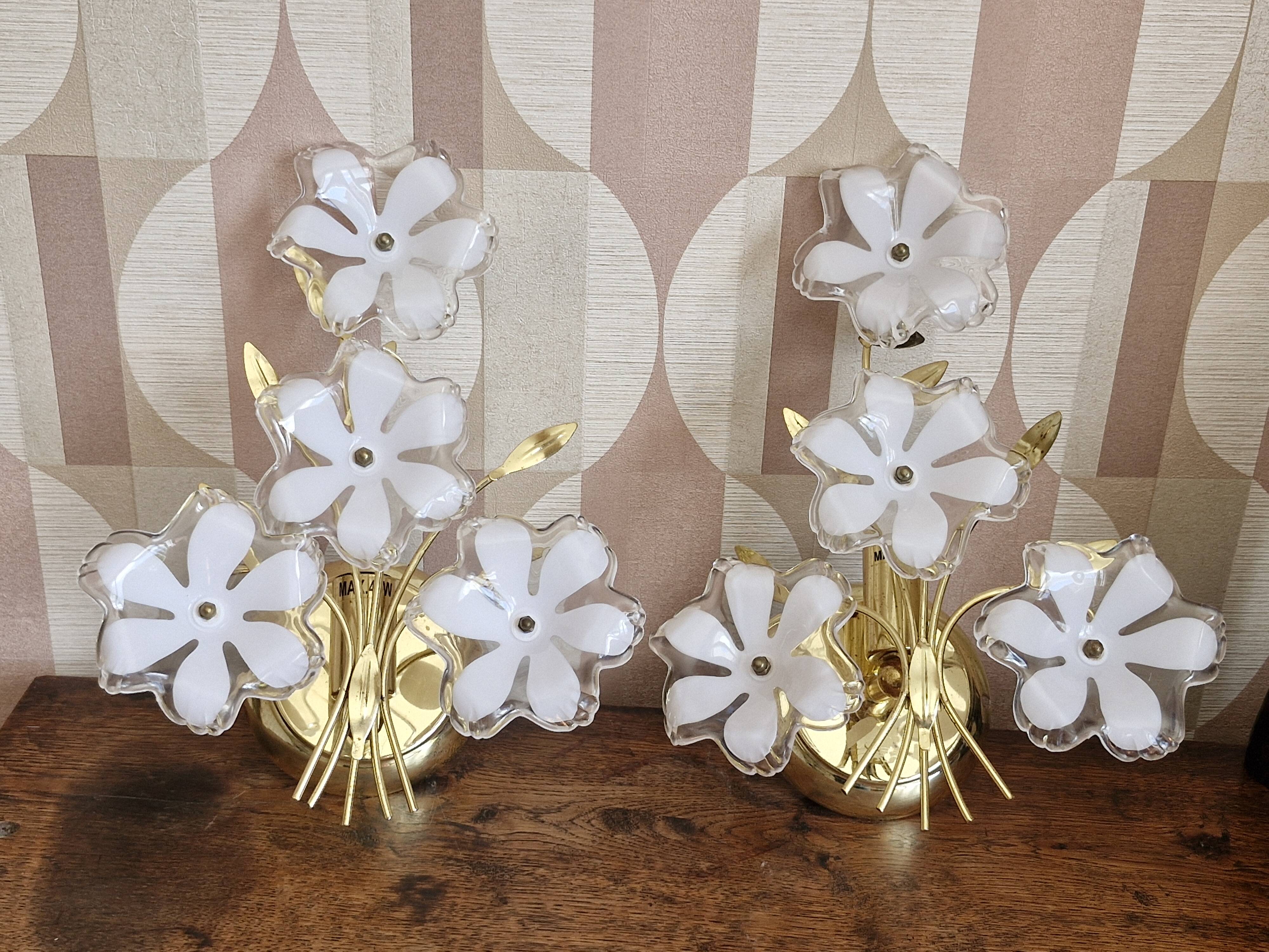 Duo of 80s/90s flower wall lights