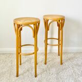 Bar stool top in vintage rattan