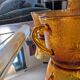 8 Vereco Daisy cups – amber glass – 1970s