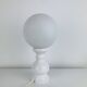 Turned wood lamp with opaline glass globe, 1970s