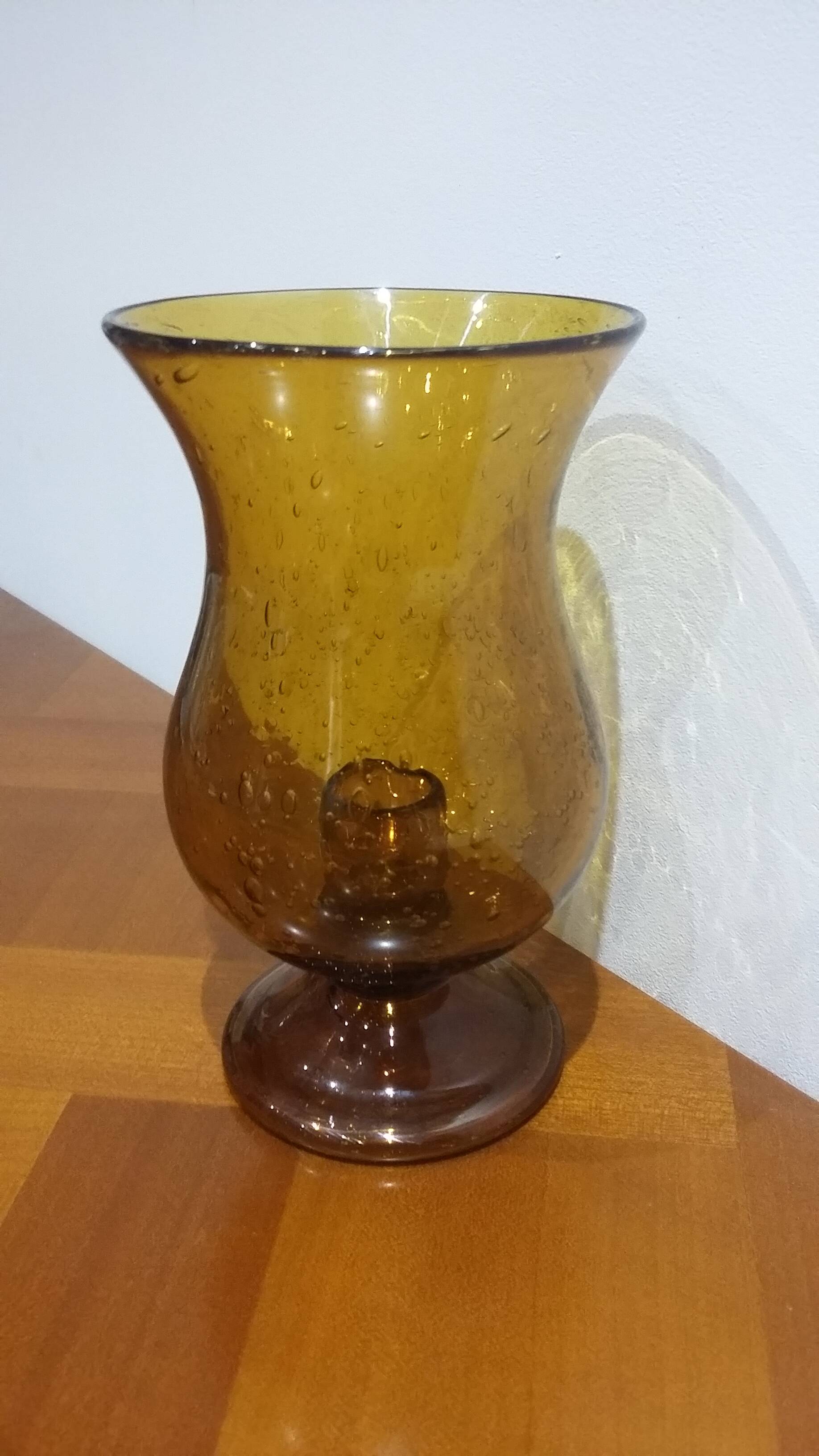 Very pretty candle holder in Biot bubble blown glass