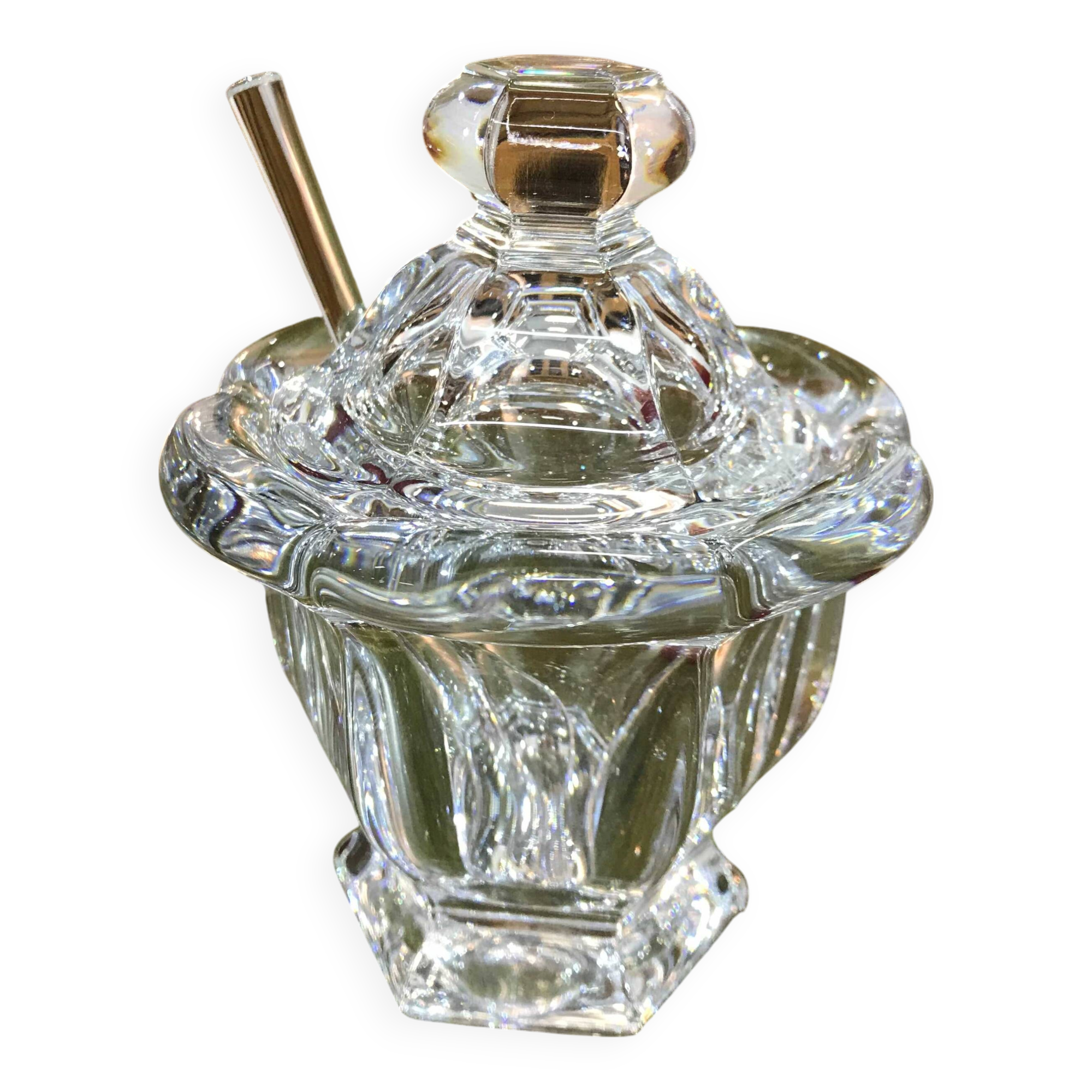 Baccarat crystal mustard pot and spoon