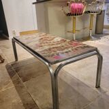 Table basse métal et céramique année 70