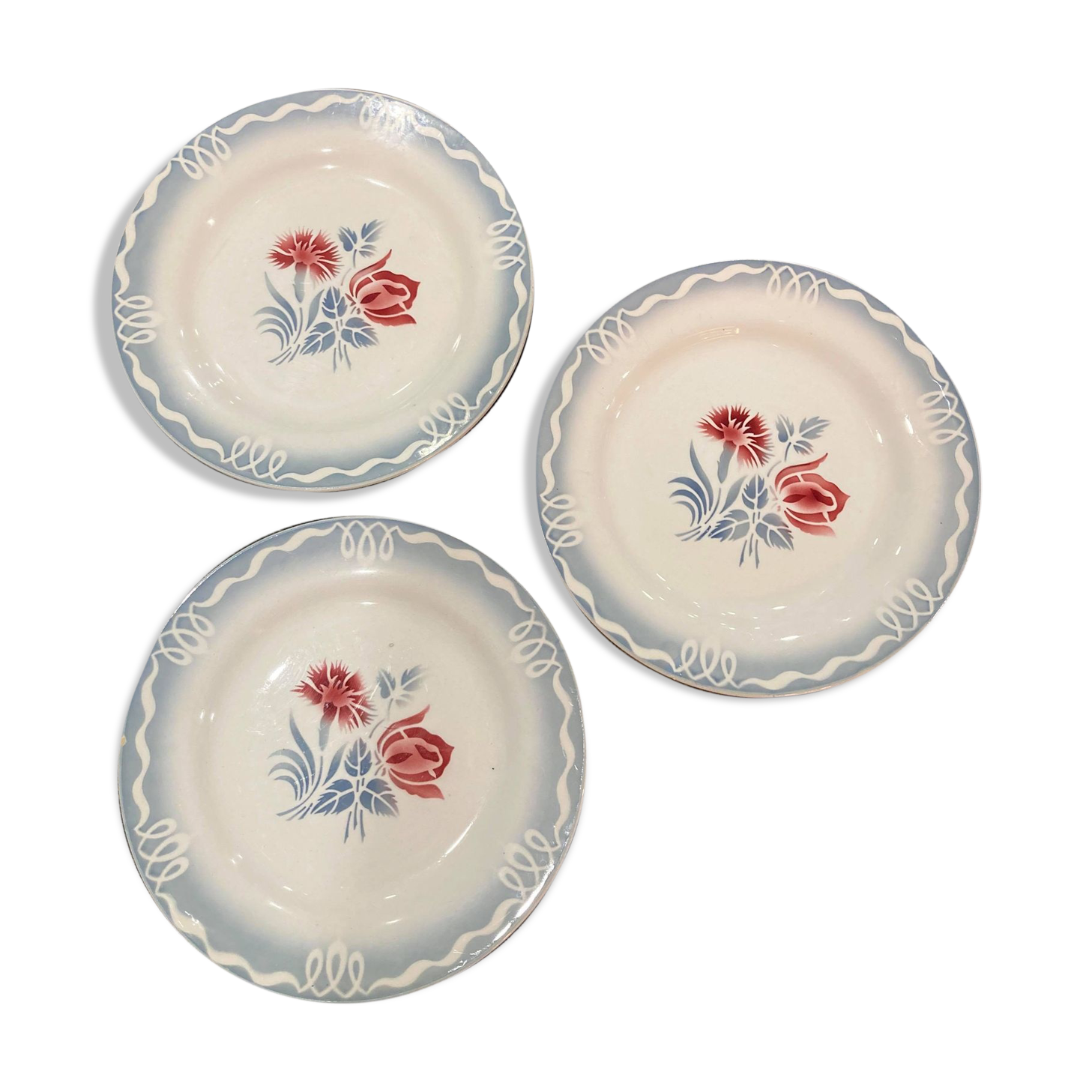 Lot 3 plates Digoin Sarreguemines model Juliette