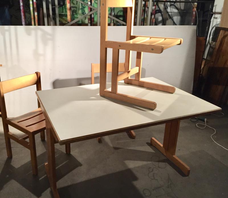 Table and 3 chairs Andre Sornay circa 60