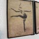 Vintage 1930s triptych mirror depicting a barber, hairdresser, and young dancer
