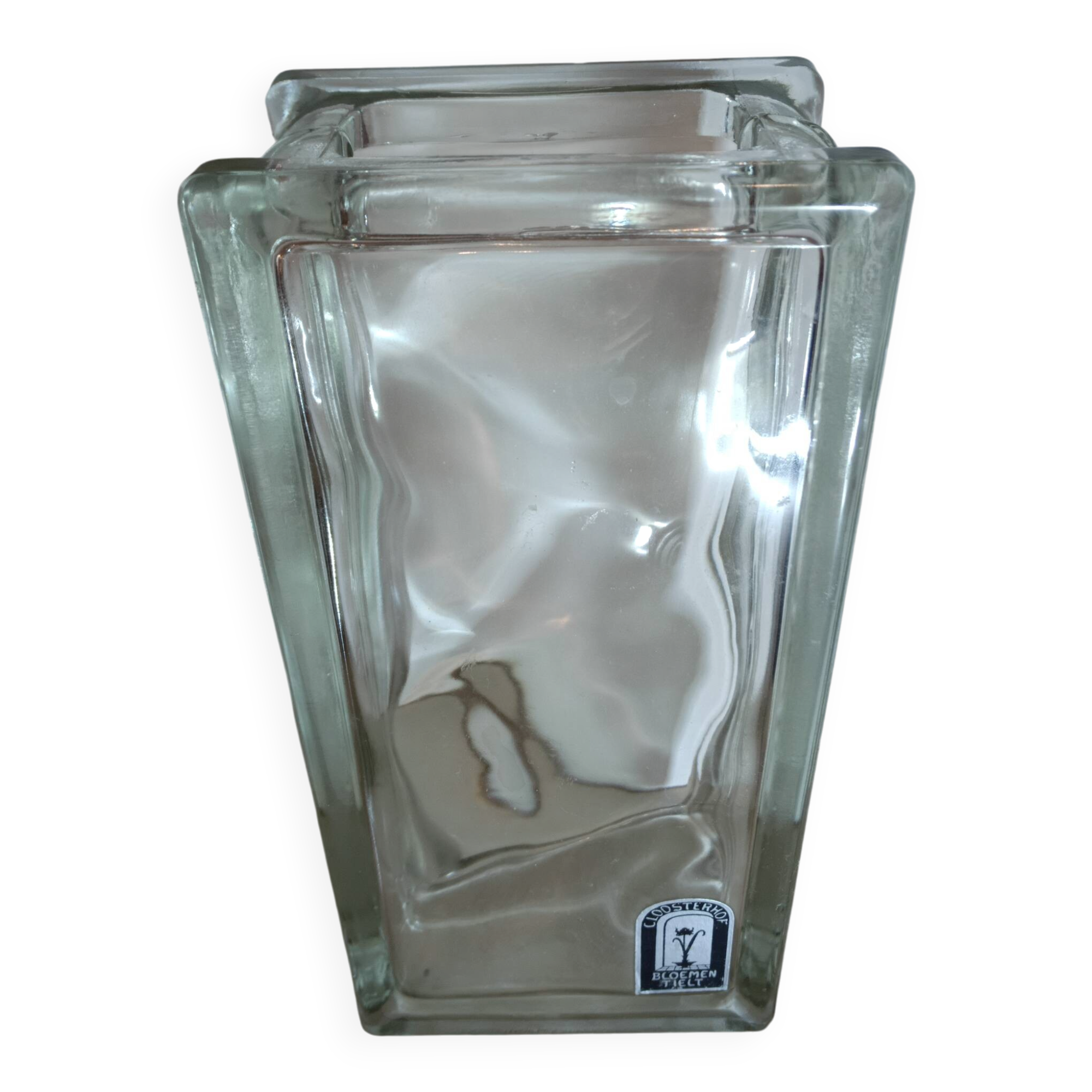 Vintage brick-shaped rectangular glass vase