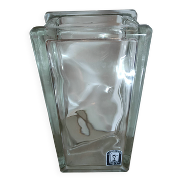 Vintage brick-shaped rectangular glass vase