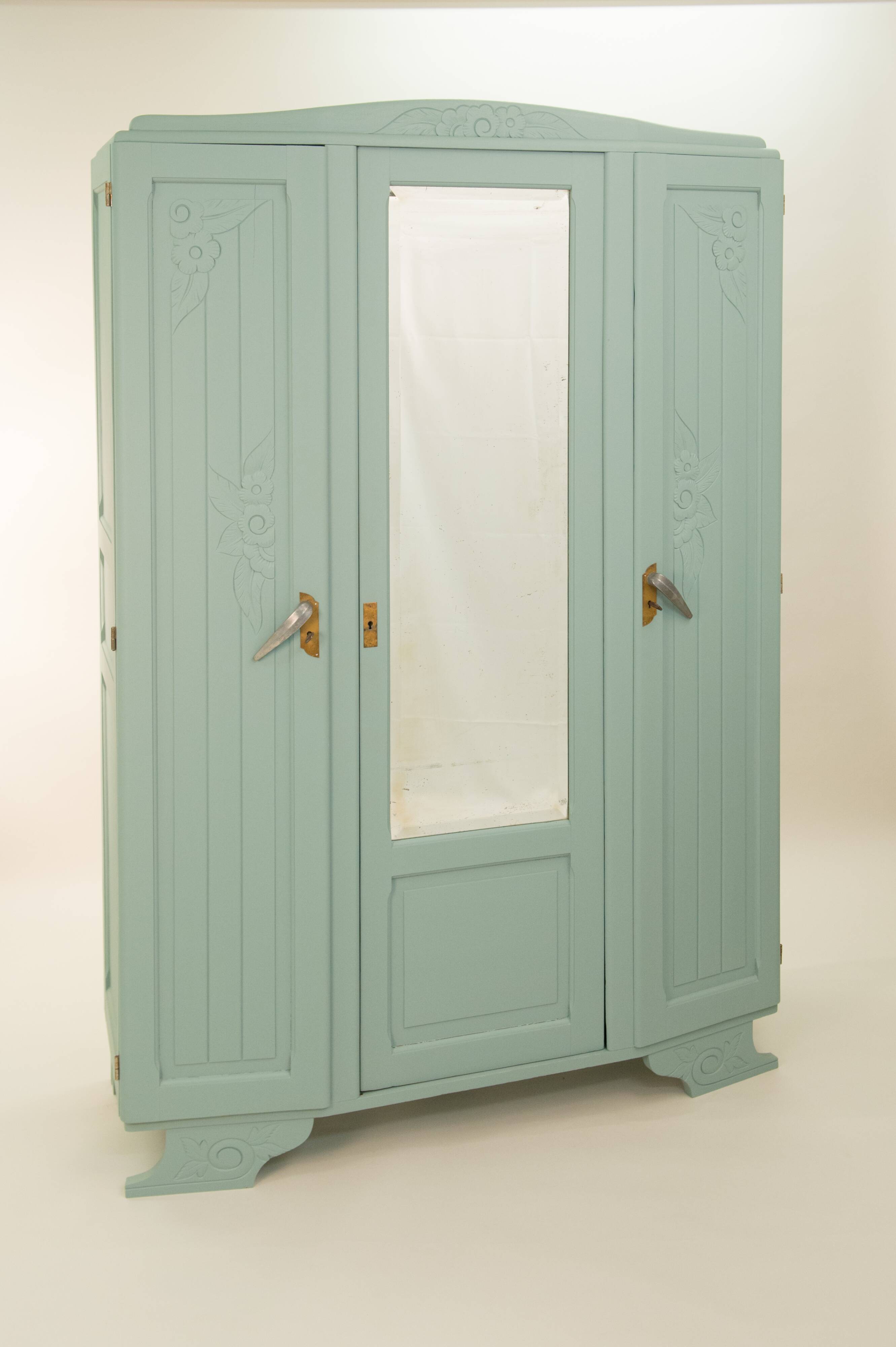 Restored art deco cabinet, mustache feet