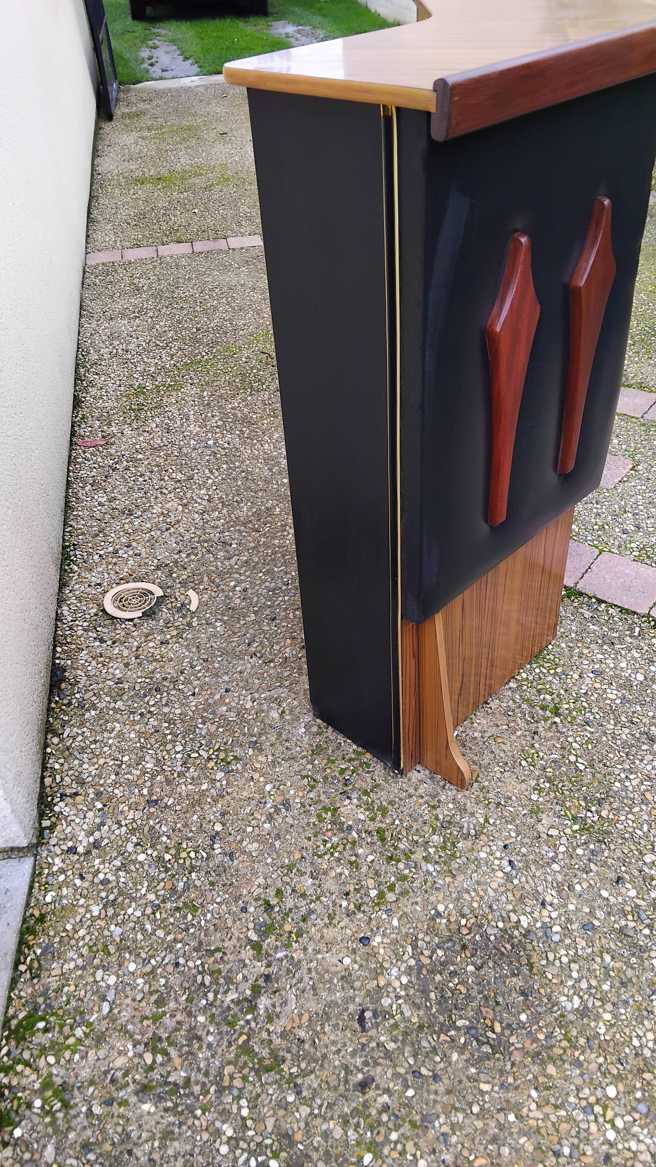 Vintage Scandinavian teak faux formica bar