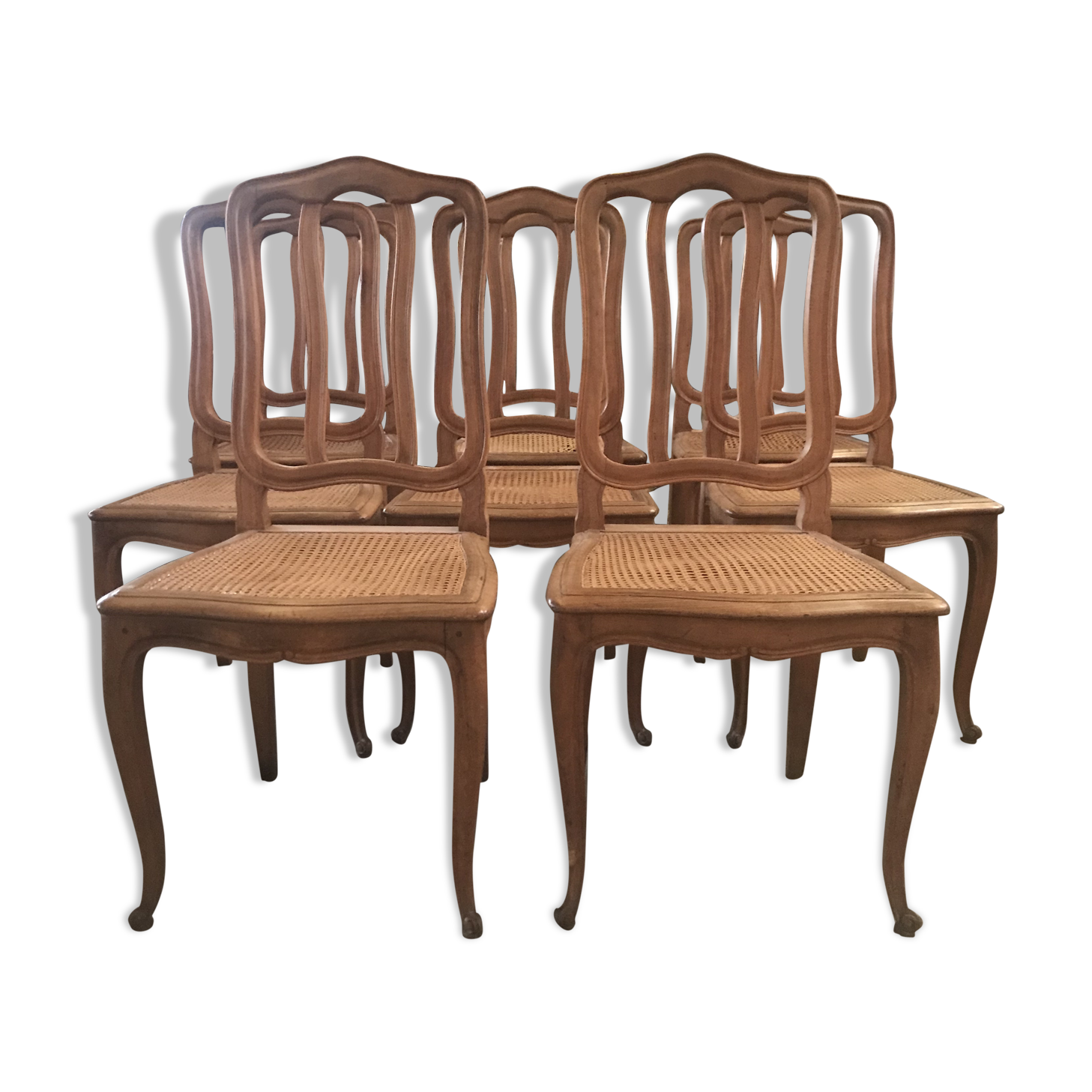 Suite of 8 Louis XV style chairs solid beech