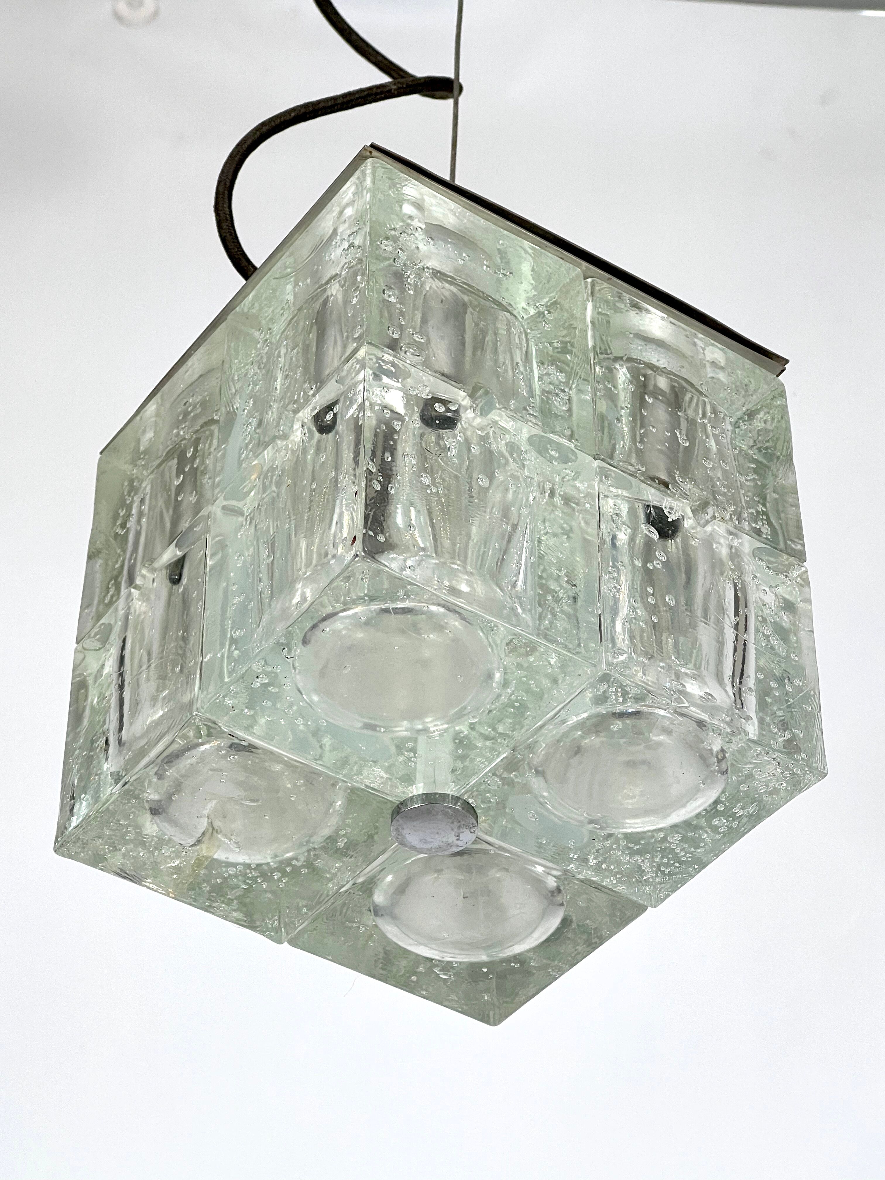 Poliarte, clear Murano glass pendant from 70s
