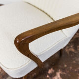 Pair of white cream boucle cocktail chairs, 1950s