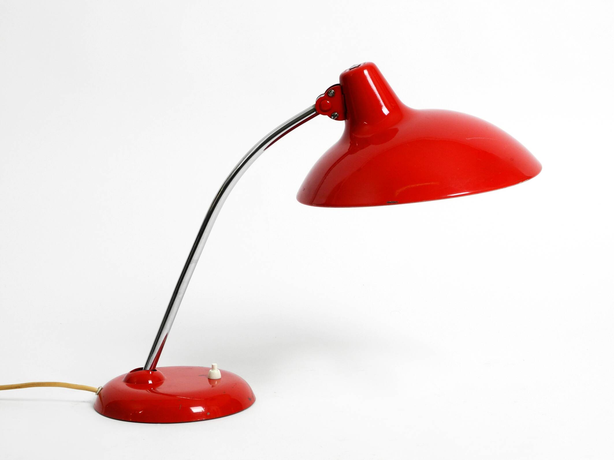 Original red Kaiser Idell metal table lamp model 6786 from the 1960s