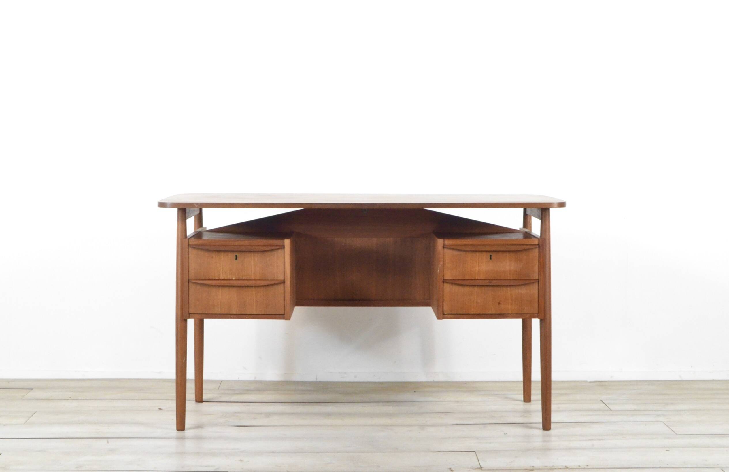 Midcentury Danish Teak Desk By Gunnar Nielsen For Tibergaard.