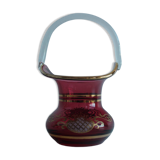 Crystal, gilded basket, Bohemia Crystal, Czechoslovakia, 1960's.