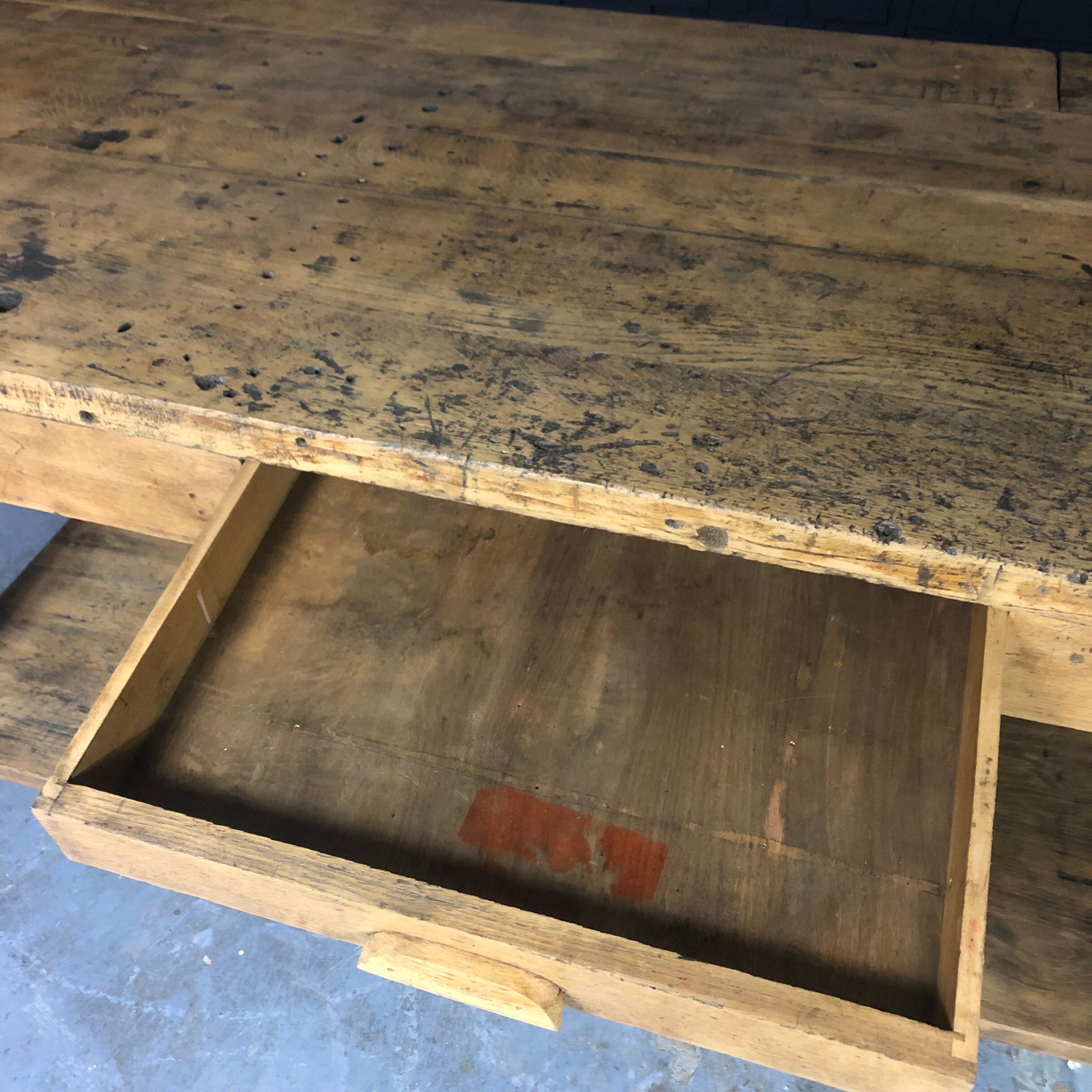 Old oak workshop table