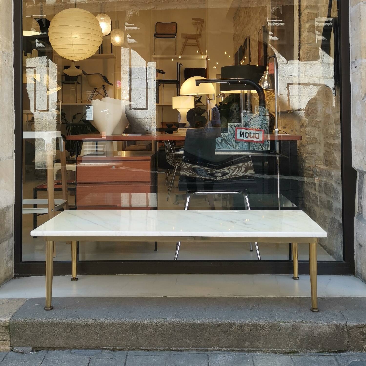 Grand table basse marbre vintage design 1960