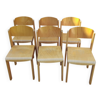 6 chaises vintage année 80 empilable