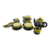 Black and yellow lunch set Henriot Quimper coffee and tea