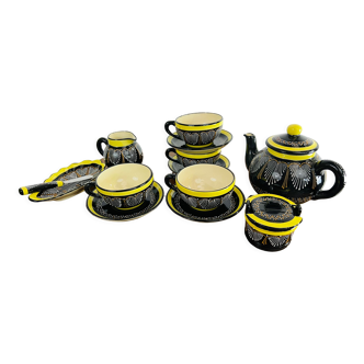 Black and yellow lunch set Henriot Quimper coffee and tea