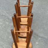 Set of 3 vintage pine stools from the 60s