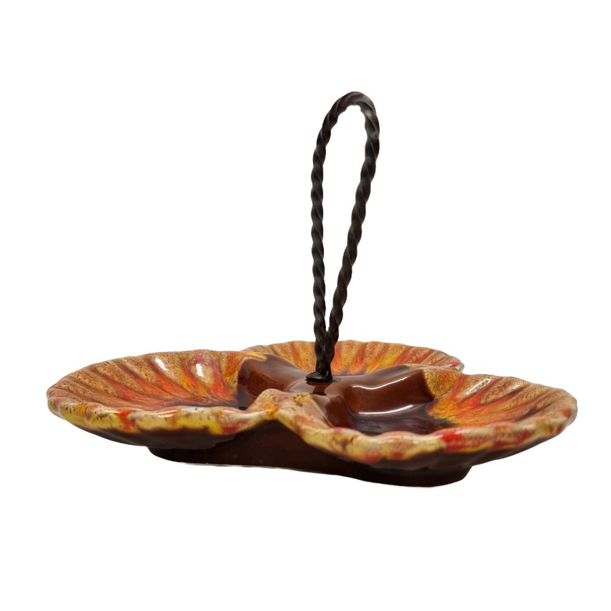 Vintage French ceramic Three Compartment serving dish 1970s