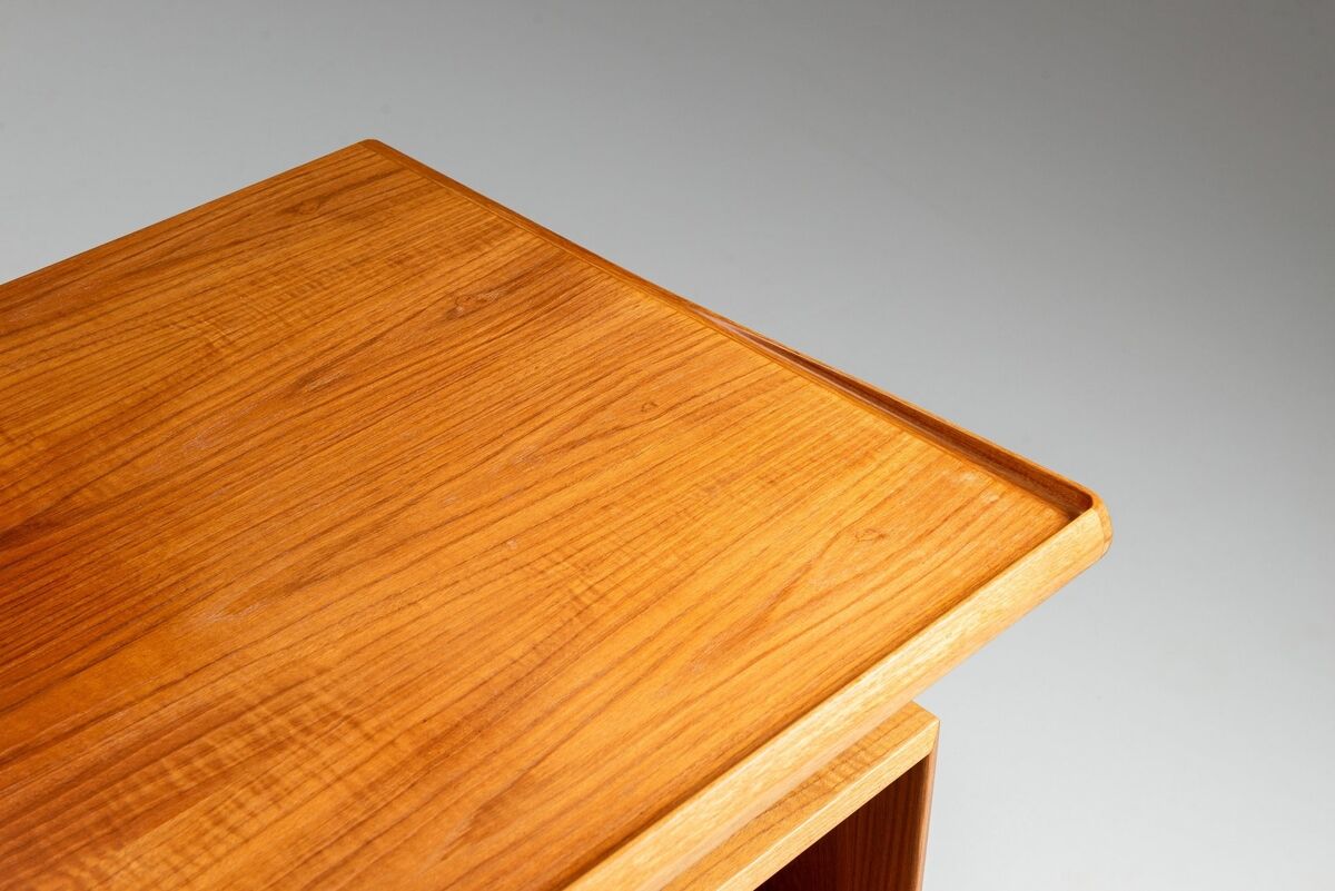 Peter Lovig free standing writing desk in teak Denmark 1960
