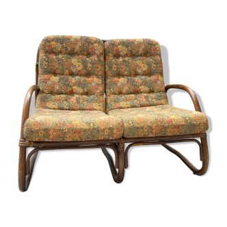 Two-seater rattan bench