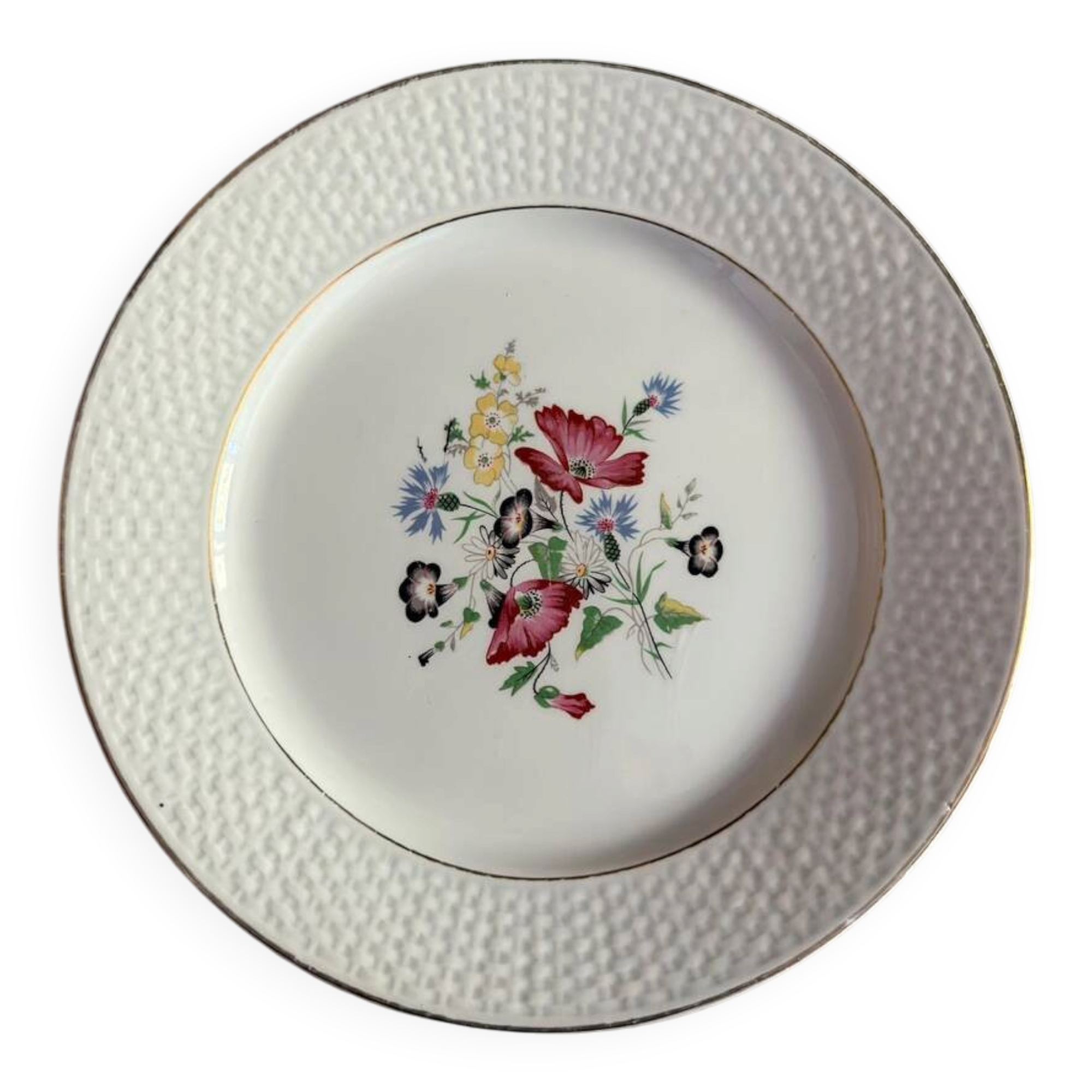 Set of 2 vintage flat plates – "Floralies" model – Digoin & Sarr
