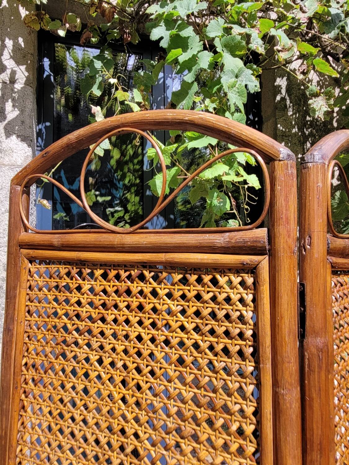 Wood and cane screen