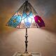 table lamp stained glass tiffany style 1960 has 70 brass and bronze 58x40