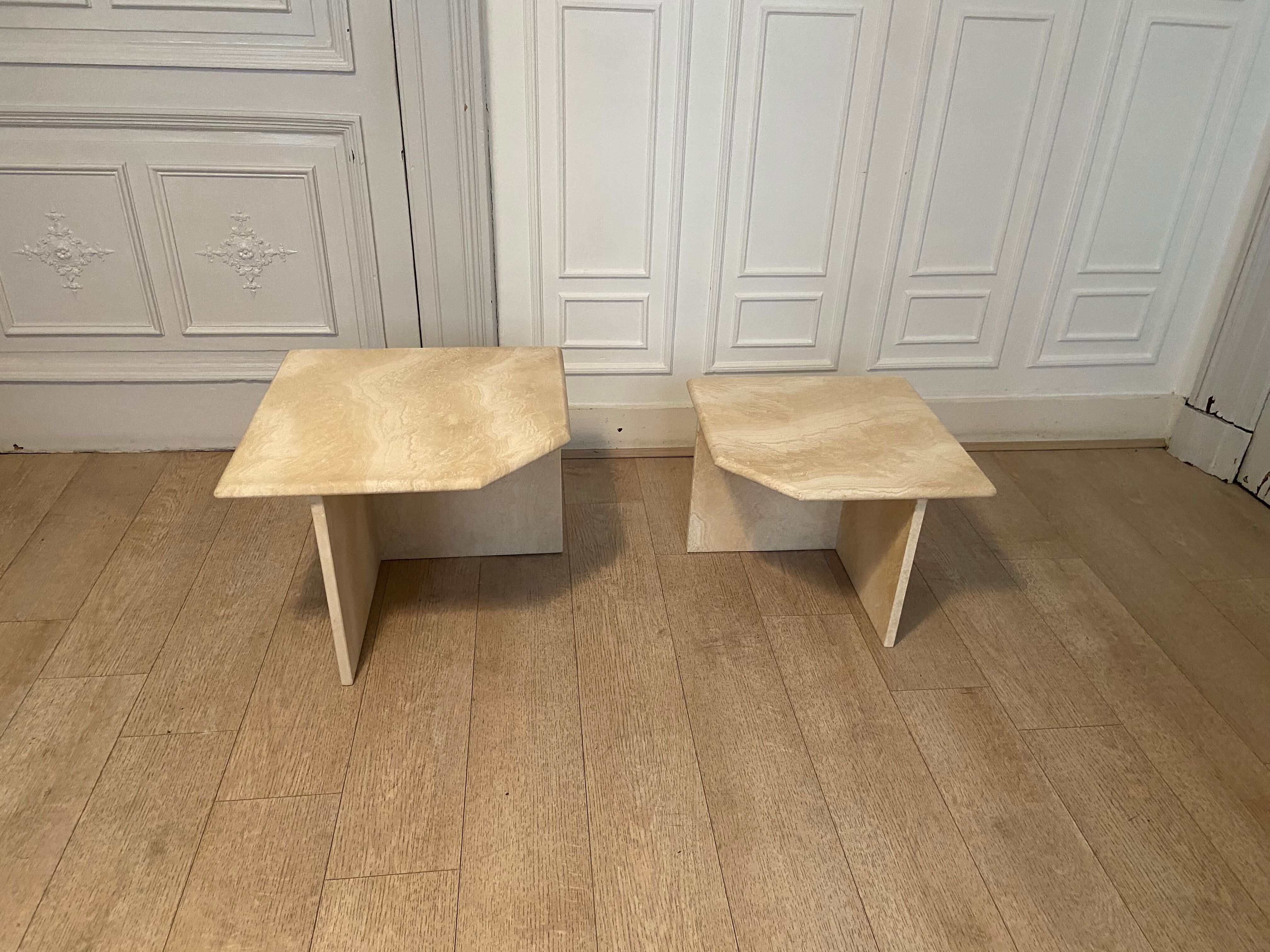Travertine nesting tables, Italy, 1980s