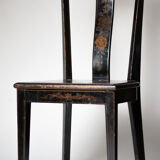 Black lacquered chair decorated with traditional chinese motifs - sign a. monard 1907
