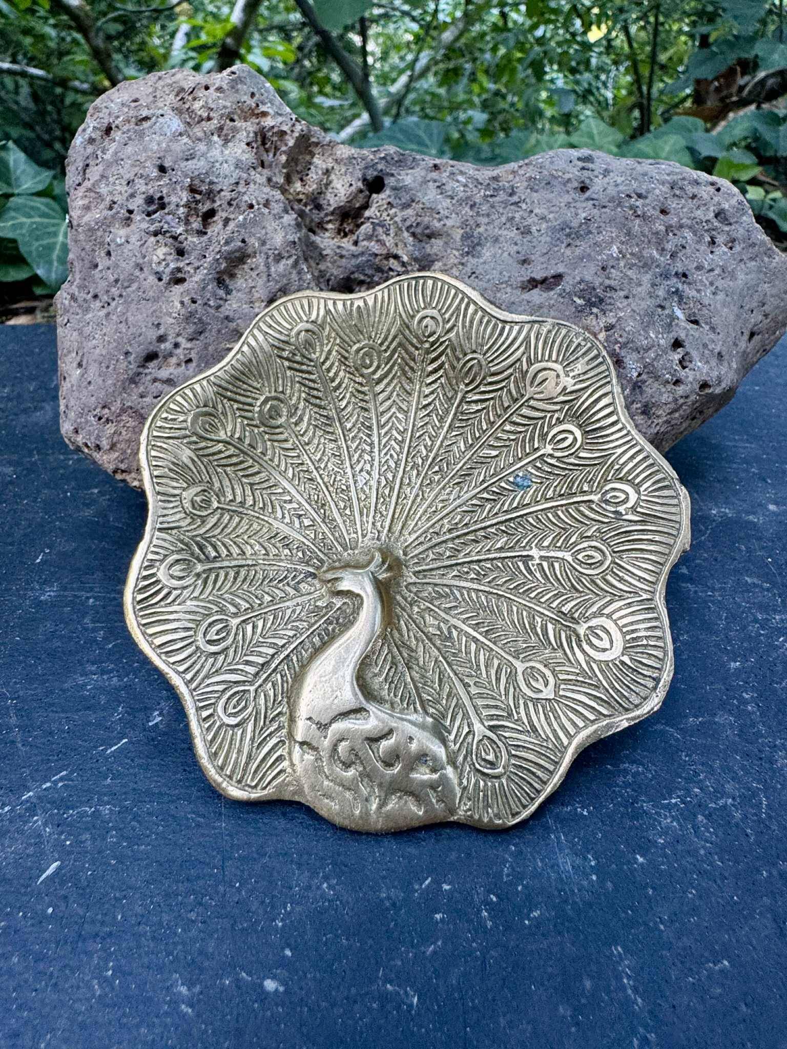 Vide poche en laiton paon Art Nouveau